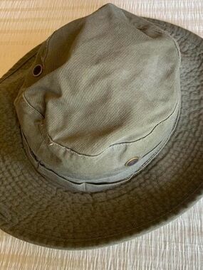 Dorfman Pacific Co Bucket Hat Sz Medium Boonie 2.5" Brim Chin Strap Travel Olive